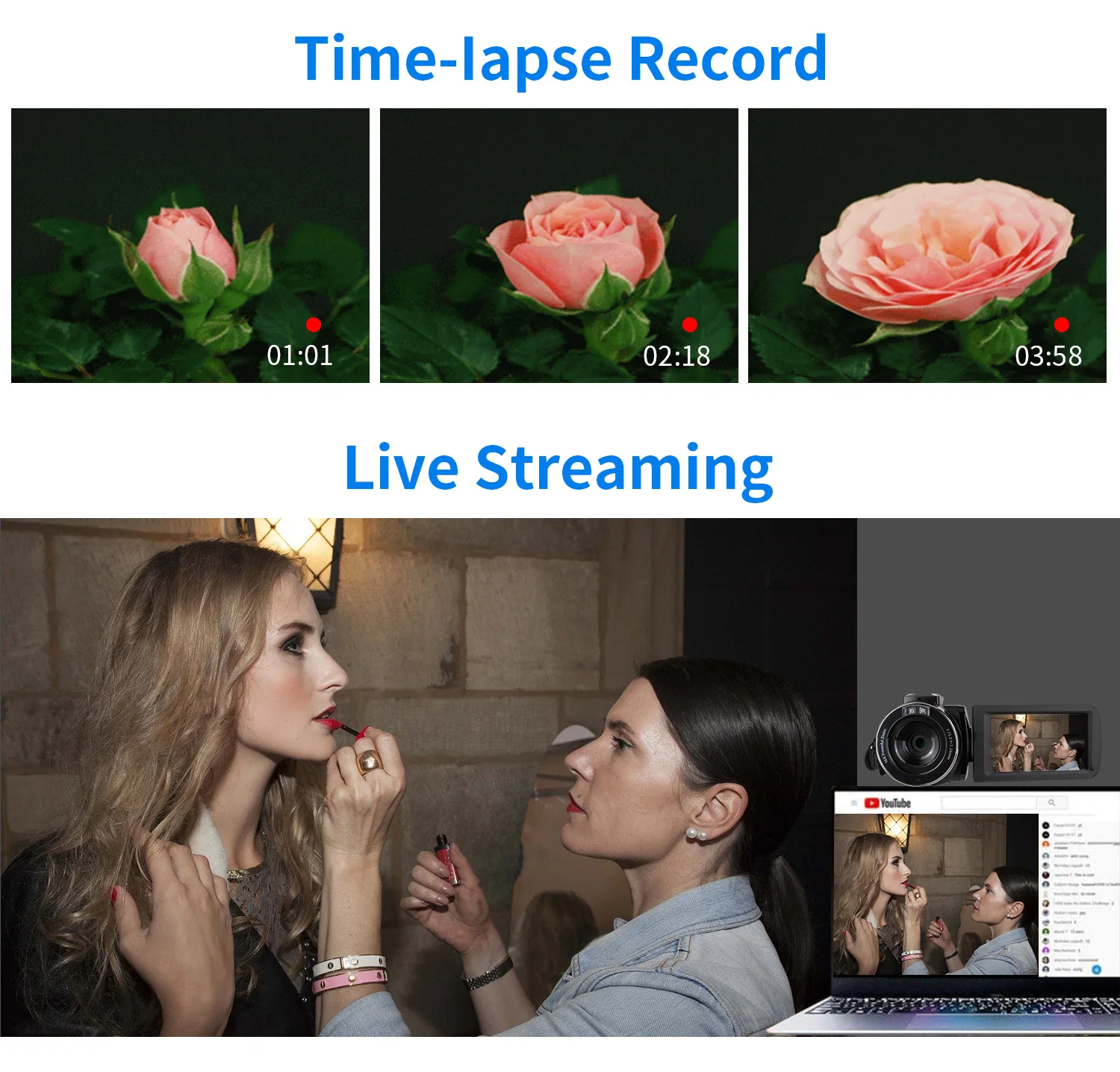 Новинка 2021 видеокамера 4K с автофокусом 48 МП для Youtube Wi-Fi сенсорное управление
