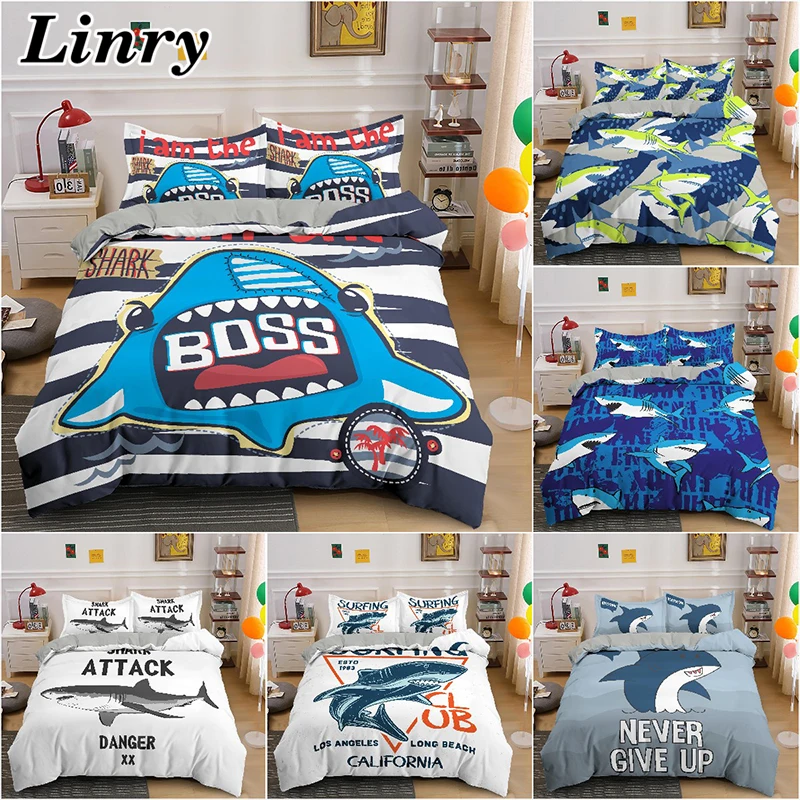 

Shark Duvet Cover Bedding Set with Pillowcase Queen Size Cartoon Duvet Cover Comforter Quilt Bed Cover Bedclothes AU/EU/US/UK