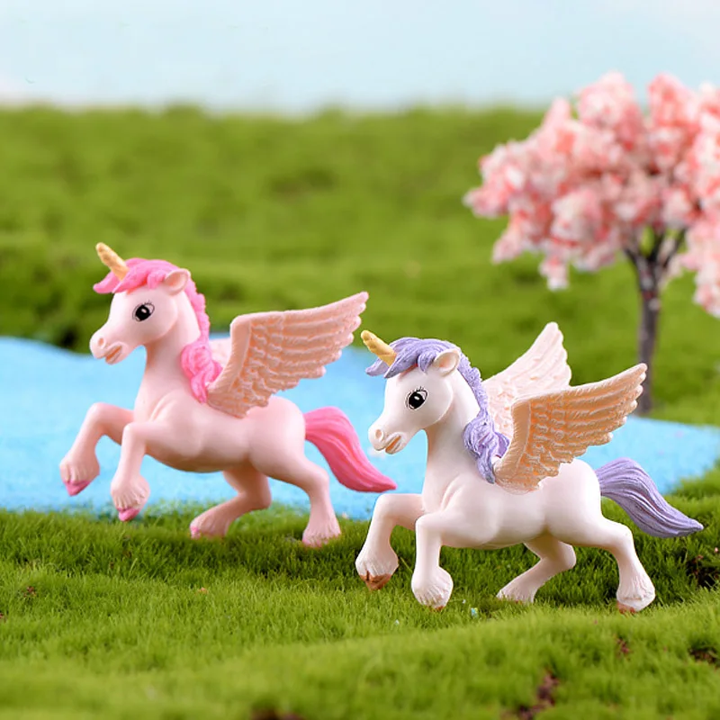 2 шт. статуя единорога лошади эльфа Модель Животного Фигурка домашний орнамент