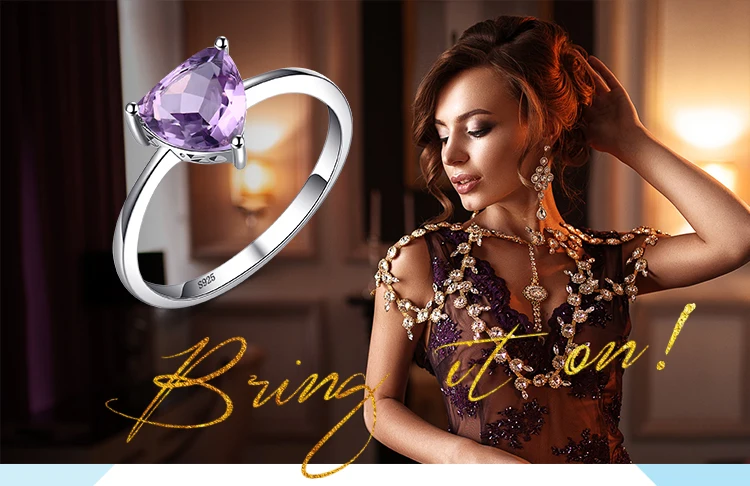 JewelryPalace триллион 1.1ct натуральный Фиолетовый аметист пасьянс кольцо 925 пробы Серебро для женщин модные украшения большая акция