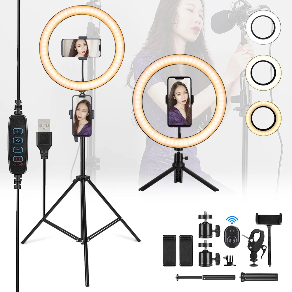 

LED Ring Light Photographic Selfie Ring Lighting Stand For Youtube Makeup Video Live Photo Studio Tripod Support Tripod Stand