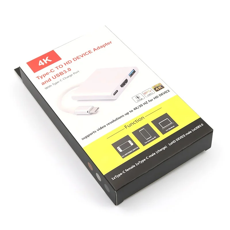 3 в 1 type-C-4 K HDMI USB 3,0 порт концентратор Кабель-адаптер совместим с MacBook