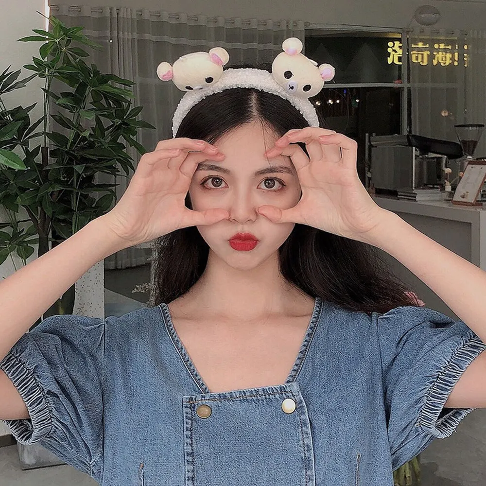 

Cartoon Bear Headband Cute Plush Headband For Girl Wash Face Hairpin Sweet Style Hair Accessories For Women Female