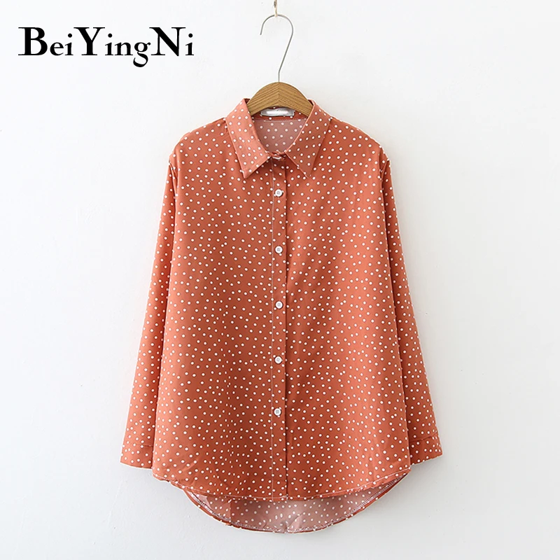 

Beiyingni Korean Polka Dot Printed Long Sleeve Blouse Woman Loose High Street Simple Harajuku Blouses Female Sweet Casual Blusas