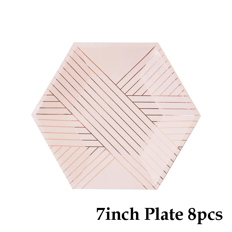 7inch plate 8pcs Одноразовая посуда фиолетовая Акварельная большая бумажная тарелка высокого качества Вечерние Украшения полосатая розовая чашка тарелка на день рождения свадебные принадлежности - Цвет: 7inch plate 8pcs