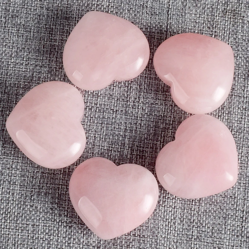 

24Pcs Healing Crystal Natural Rose Quartz Love Heart Worry Stone Chakra Reiki Balancing For DIY Craft 1" Home Decor Wholesale X2