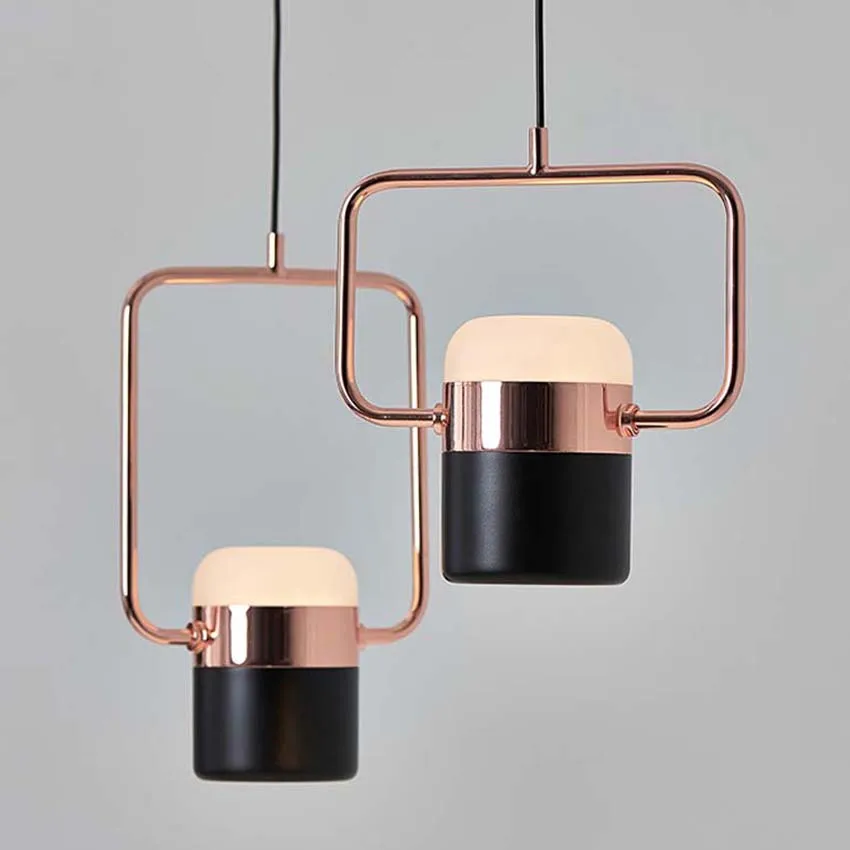 

New Postmodern Led Pendant Lights Plated Rose Gold Wrought Iron Nordic Simple Suspension Lamp Dining Room Bedroom Hanglamp Light