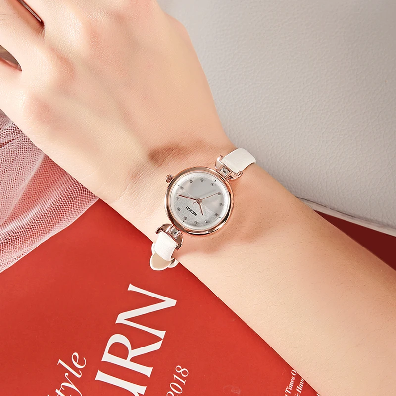 

KEZZI Women Fashion Quartz Watches Luxury Rhinestone Watch Ladies Waterproof Leather Watch Simple Dress Wristwatch Reloj Mujer