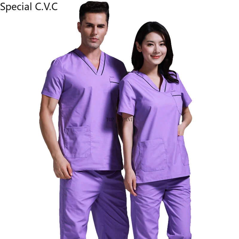 Униформа для мужчин из чистого хлопка Классический комплект топа с V-образным