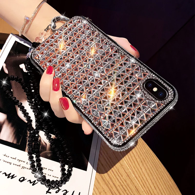 Роскошные противоударные чехлы со стразами для iPhone 11 Pro X XR XS Max мягкий силиконовый