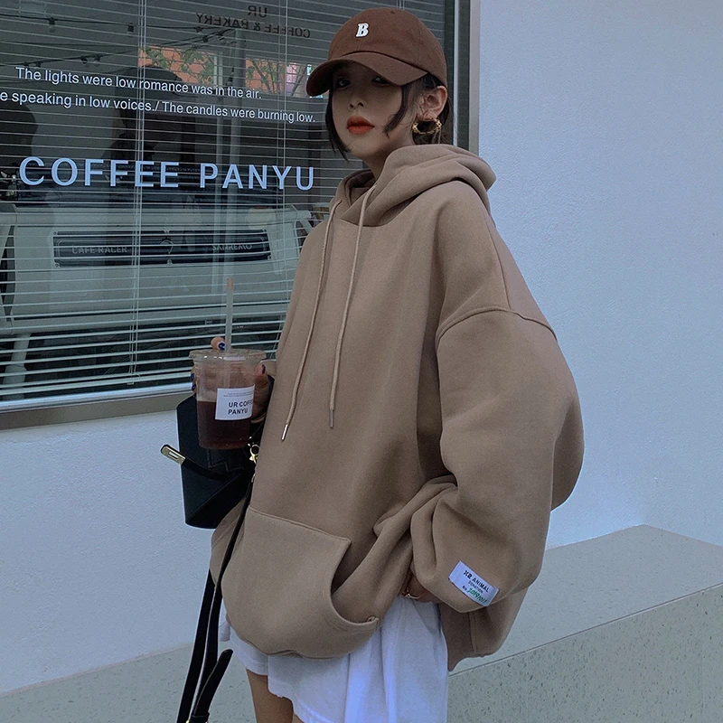 

Oversized Streetwear Hoodies Vintage Harajuku Loose Hooded Sweatshirts Hip Hop Autumn Winter Fleece Korean Big Pockets New
