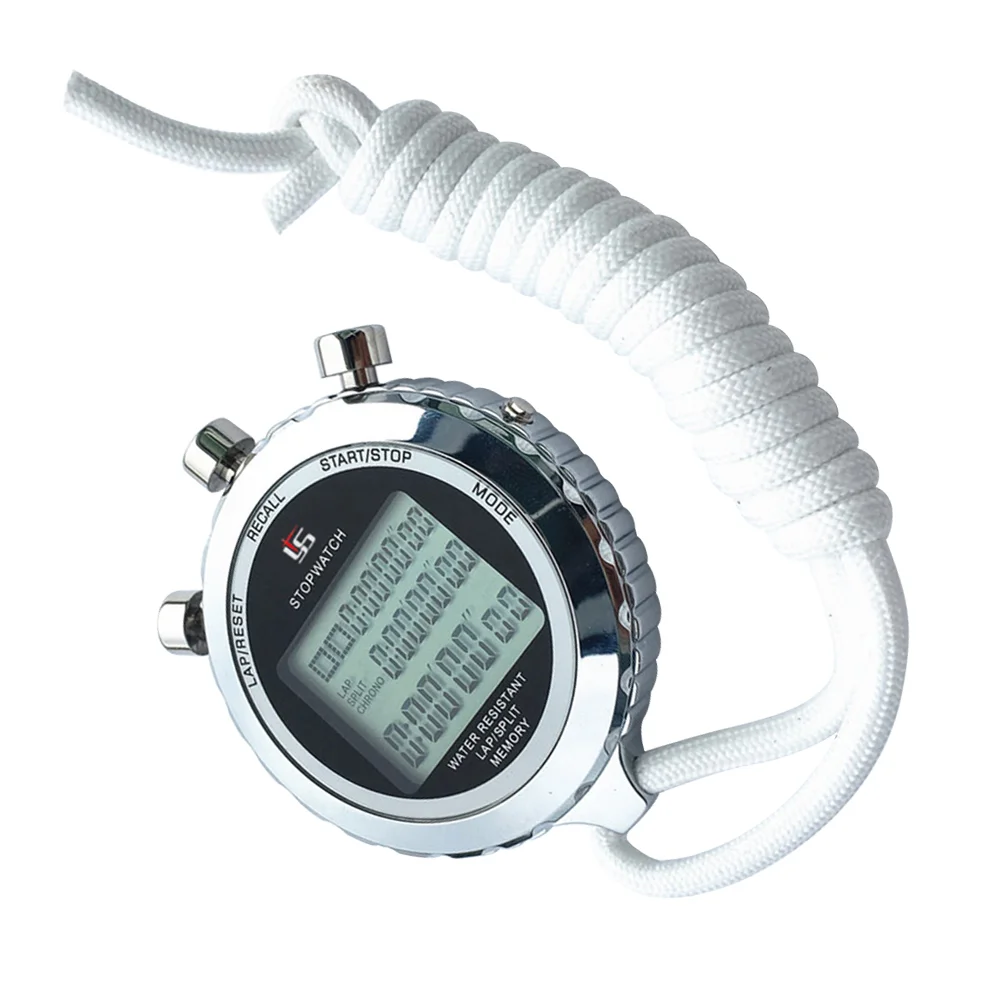 

1PC Professional Digital Timer Stopwatch Handheld Electronic Timer Running Chronograph with Strap (3 Row, 10 Track)
