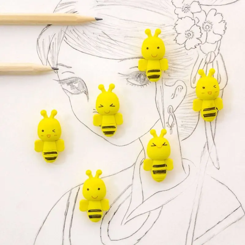 4 шт. милые мини-ластики в виде животных насекомое маленькая желтая пчела