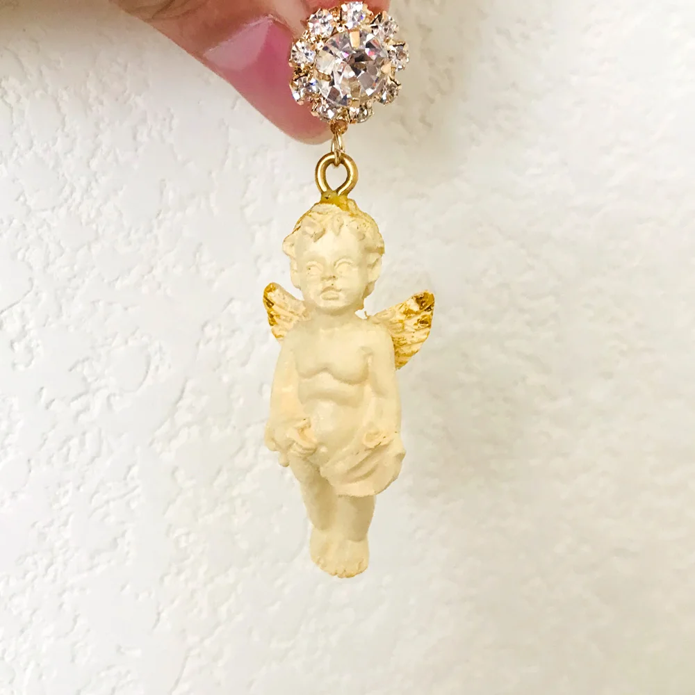 Новые Модные Винтажные серьги подвески в виде ангела с кристаллами и простым