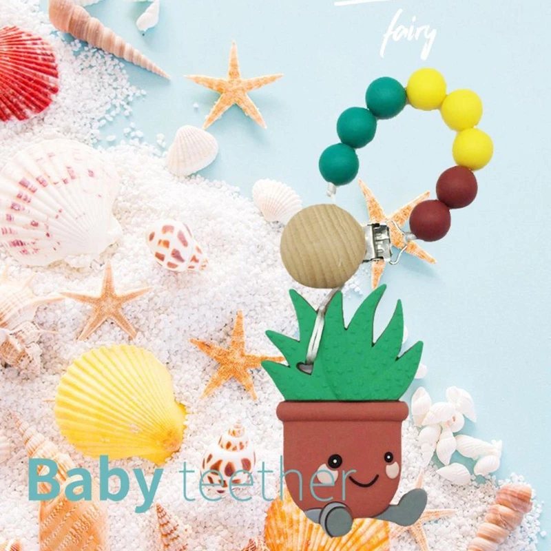 

Cartoon Cactus Silicone Teether BPA Free Food Grade Newborn Infants Toddler Teething Toy Baby Soother Molar Beads