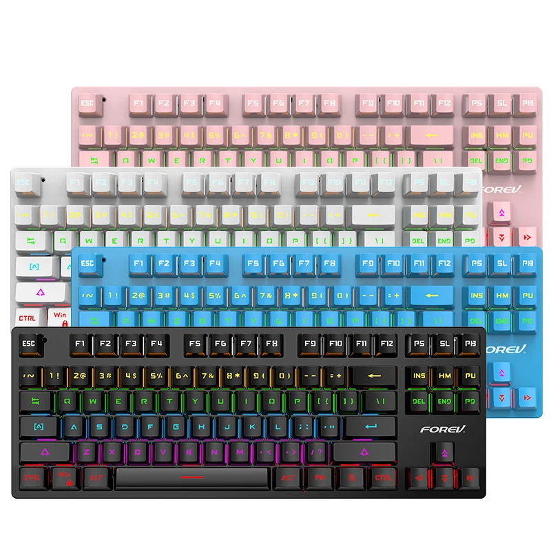 

Игровая механическая клавиатура, 87 клавиш, два цвета, RGB, USB