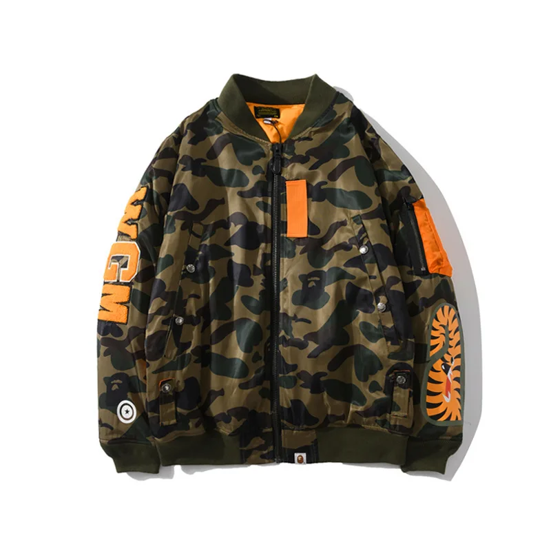 

Модная мужская куртка BAPE с хлопковой подкладкой, парка для мальчиков с головой акулы, новые мужские топы, одежда для джентльменов, уличная о...
