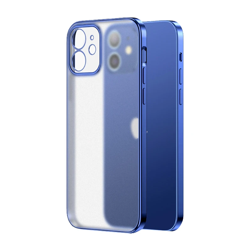 

Luxury Plating Square Frame Matte Transparent Phone Case for iPhone 11 12 Pro Max Mini X XS Xr 7 8 Plus SE 2020 Soft TPU Cover