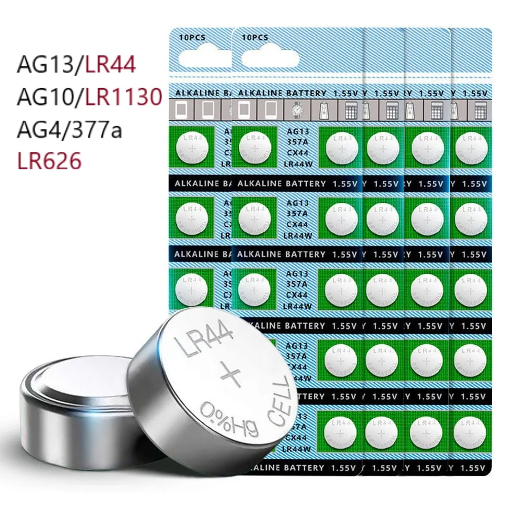 

50 Pcs AG13/AG10/AG4/LR626/LR44/LR1130button Battery 1.55V Button Coin Cell Batteries for watches toys For Small Remote Controls