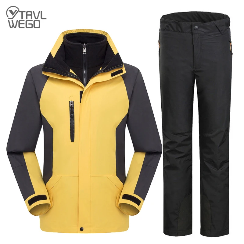 

TRVLWEGO Skiing Jacket And Pants Suit Hiking Camping Climbing Trekking Waterproof Windproof Thermal Thicken Coat Trousers Set