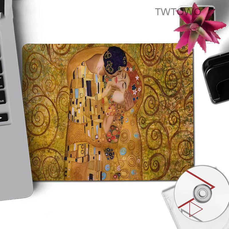 Мышь пусковая площадка картины поцелуй Густава Климта резиновые Настольный