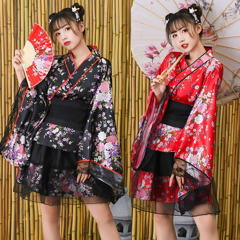 

Japanese Style Cos Anime Costume Fashion National Trends Women Sexy Girl Style Improved Performance Costume Fireworks Kimono