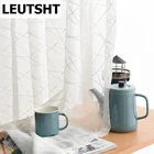 Тюль белый тканевый для гостиной и кухни, шторы в полоску, прозрачные Занавески с геометрическим дизайном, оконные драпировки для спальни