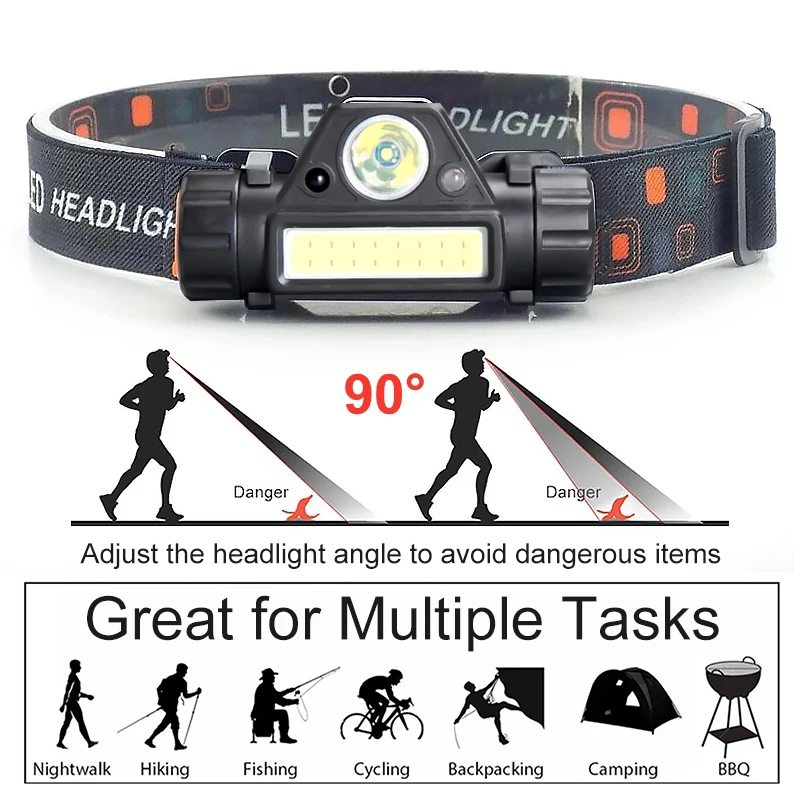 Светодиодный фонарь с датчиком движения аккумуляторный водонепроницаемой