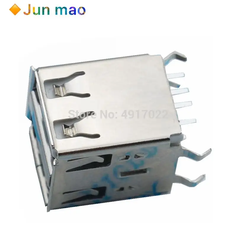 10 шт. вертикальный двойной разъем USB типа A для припоя PCB USB-A тип 180 градусов 4