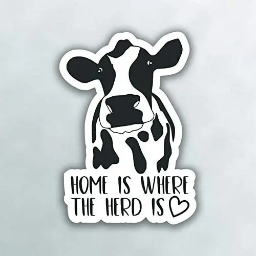 

Dawasaru Home Is Where The Heard Is Cow Car Sticker Sunscreen Decal Laptop Motorcycle Auto Accessories Decoration PVC, 12cm*12cm