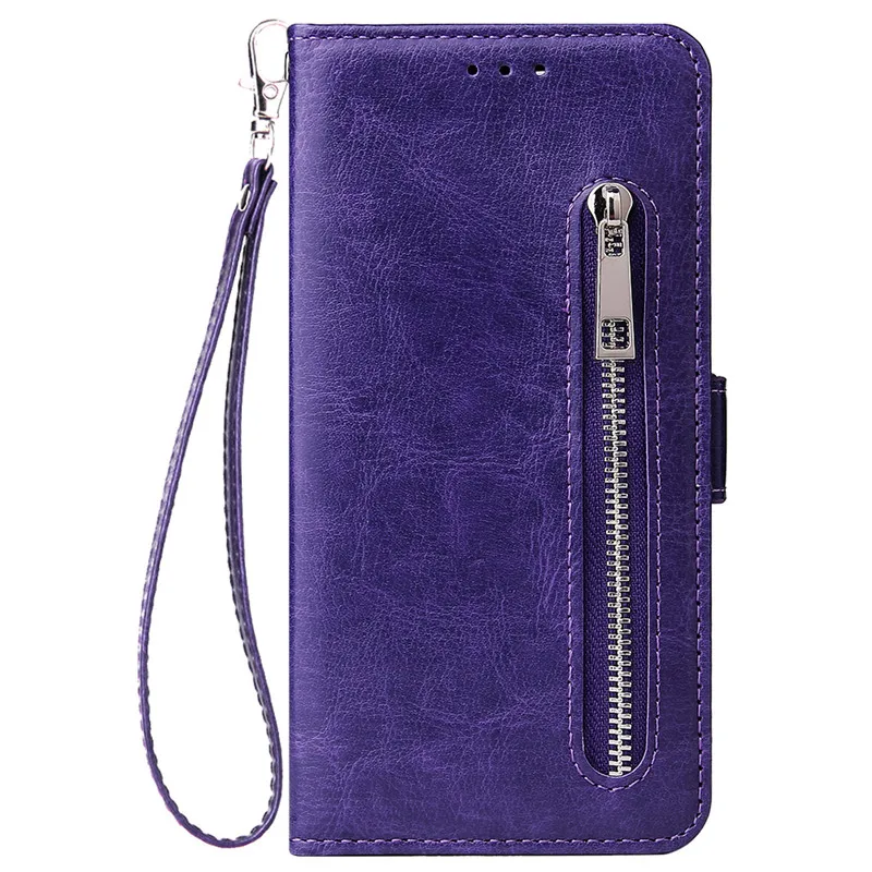 Violet Чехол-кошелек на молнии для iphone 11 PRO MAX X XR XS Max Fundas силиконовый Флип кожаный чехол для iphone 6 7 8 6s Plus Case Capa - Цвет: Violet