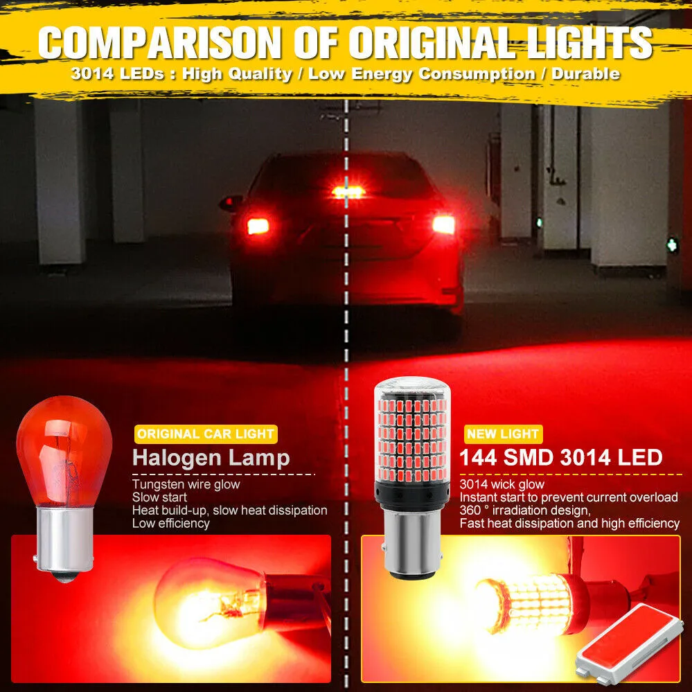 

4Pcs 1157 BAY15D P21/5W LED Canbus 20W 3014 SMD 144 LEDs Car Parking Signal Lights Brake Tail Lamps Auto Rear Reverse Bulb