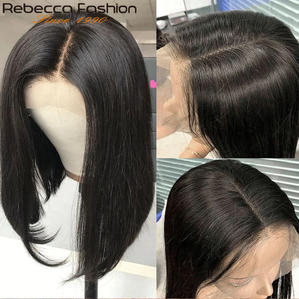 Парики Rebecca Lace Front Bob прямые парики из человеческих волос Remy для женщин