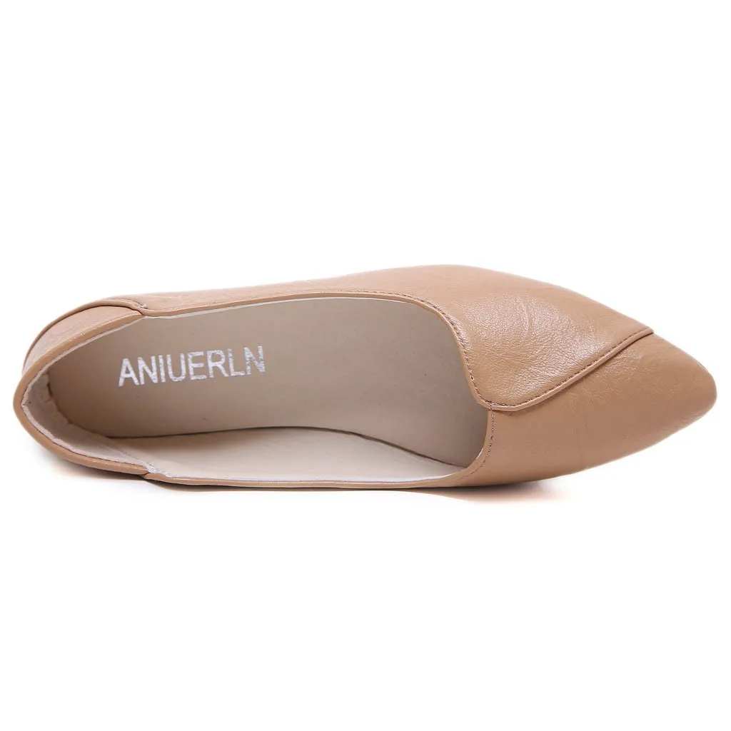 

2020 Women Fashion Flats Shoes Luxury Pointed Toe Leather Shoes Women Loafers Ladies Ballet Flats Shoes Girls Office Work Shoes