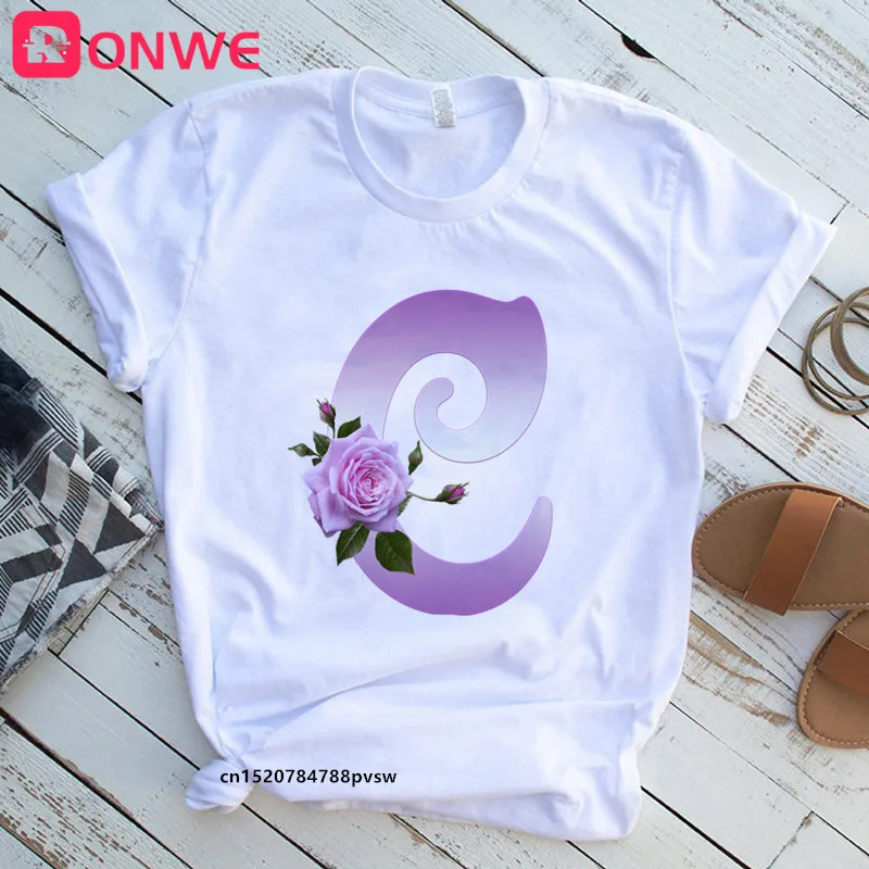 Женская комбинированная Футболка с принтом букв розы футболка коротким рукавом