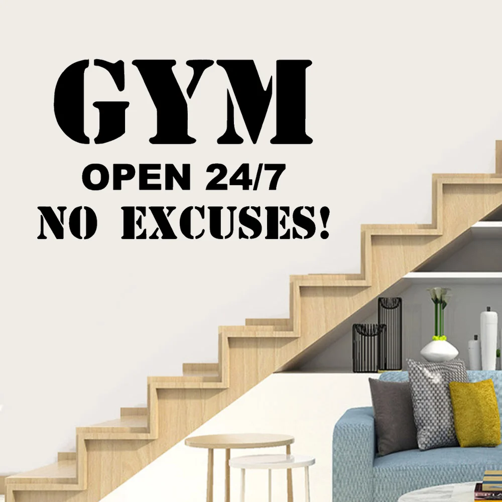 

Hot Sale Gym Decal Frase Wall Stickers For Gym Fitness Room Motivation Wall Art Decals Sticker Vinyl Mural pegatina Pared gym