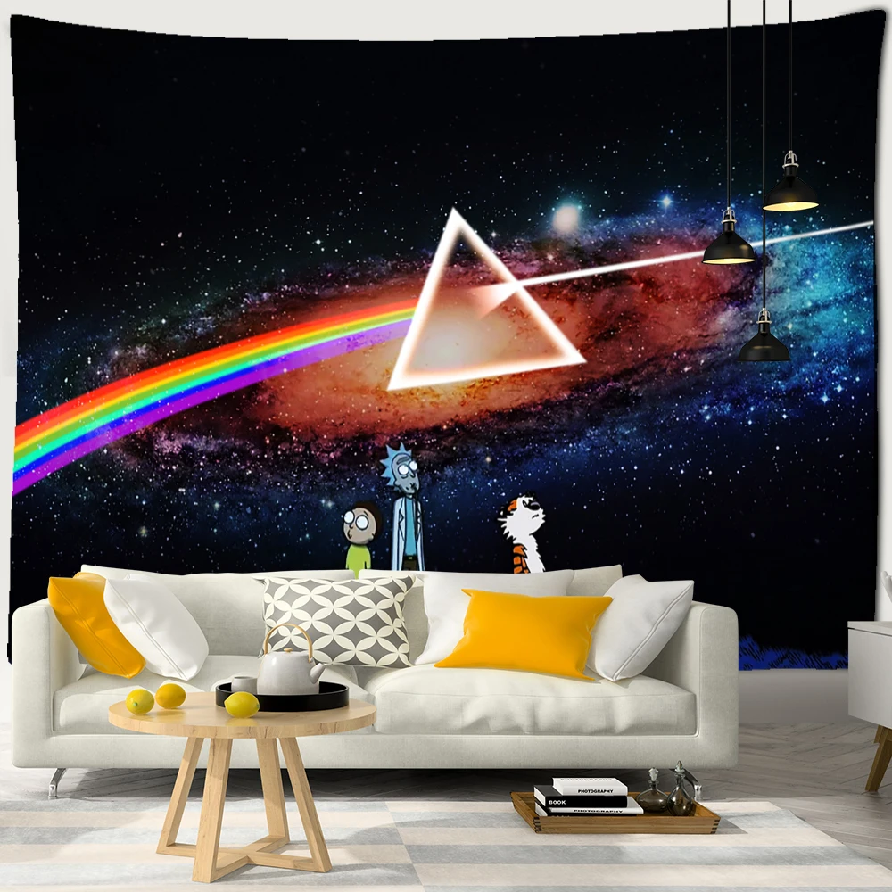 

Cartoon Character Starry Sky Tapestry Wall Hanging Astronaut Psychedelic Witchcraft Dormitory Hippie Tapiz Home Decor