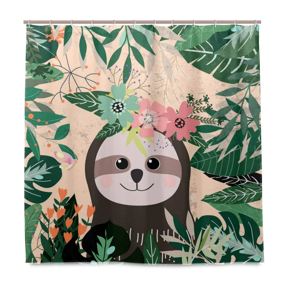 

Sloth Waterproof Bathroom Curtain with 12 Hooks for Bathroom