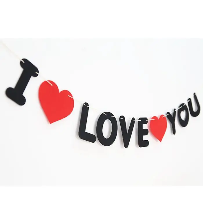 1 Набор баннер с надписью I Love You|Флажки вымпелы и конфетти| |