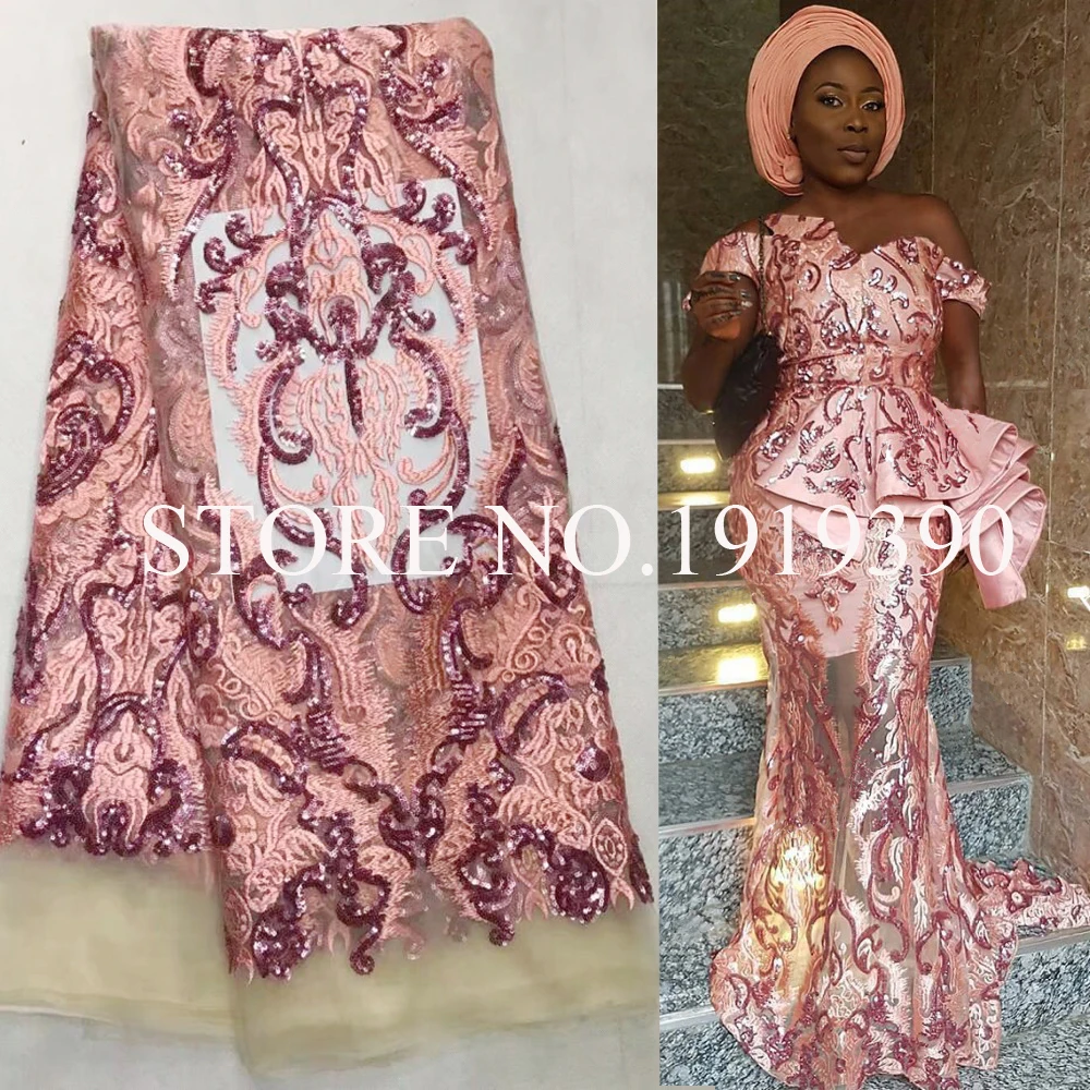 

African Lace Fabric 2019 white High Quality Lace with Sequin, nigerian Net lace fabrics for Dress french cord lace fabric M1059