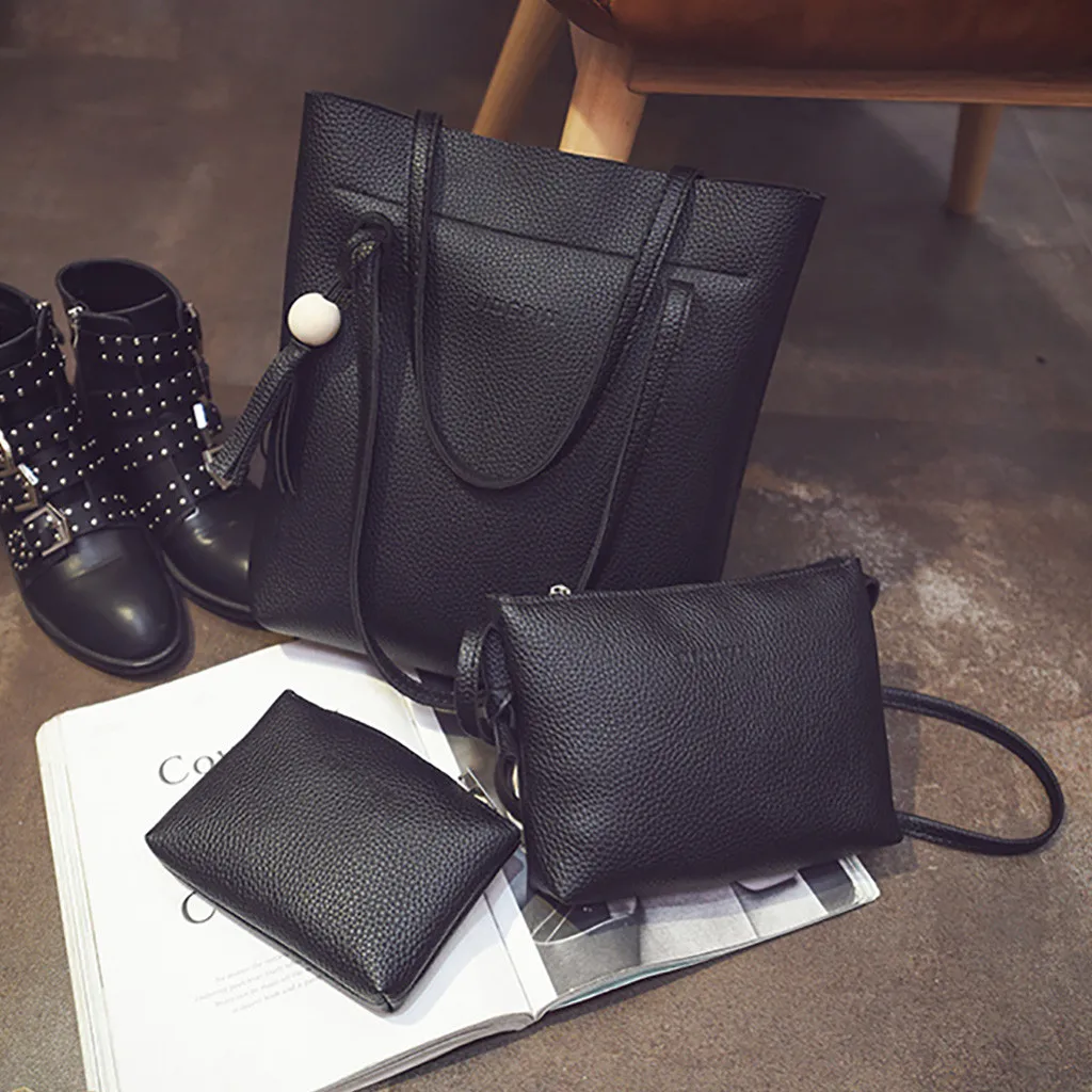 3 шт./компл. Для женщин Сумки из искусственной кожи Сумки из натуральной кожи модные Ленточки кожаная сумка через плечо сумка клатч женская высокое качество материал: коровья кожа сумки#1912