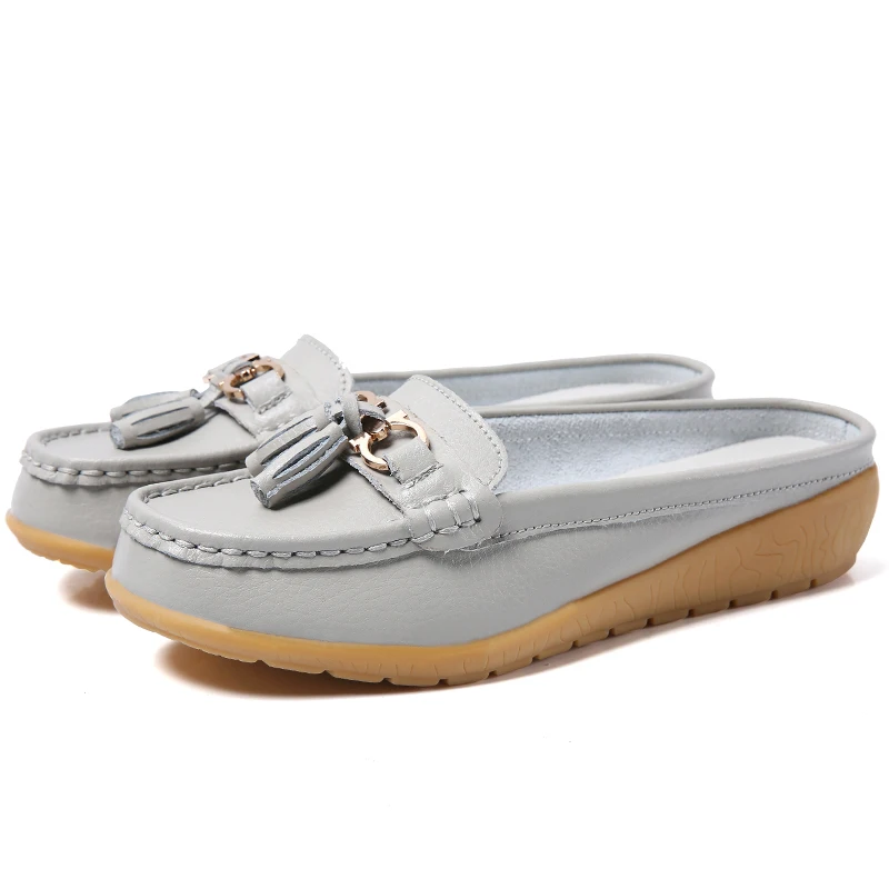 Туфли женские кожаные без застежки лоферы плоская подошва повседневная обувь