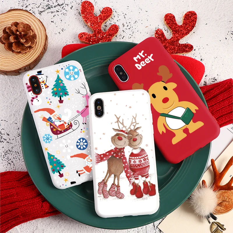 Чехол с рисунком на год и Рождество для iPhone 11 Pro XS Max X XR, Мягкий Силиконовый ТПУ матовый чехол для iPhone 6, 6 S, 7, 8 Plus, 5 5S, чехлы