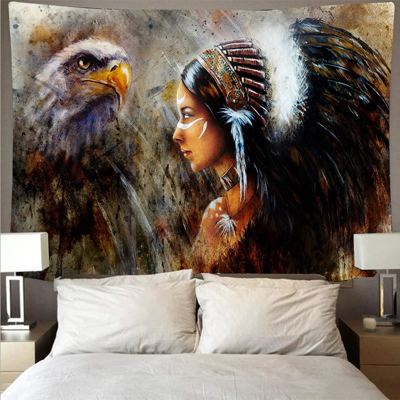 

bohemian Indian Wolf Tapestry Wall hanging Bohemian Wall Cloth Large Blanket Home Decor Backdrop
