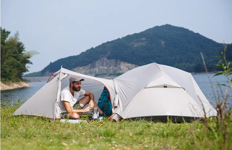 

Outdoor 2 Person 20D Nylon Waterproof Outdoor Tent Aluminum Rod Ultralight Purple Camping Tents PU4000mm Mat