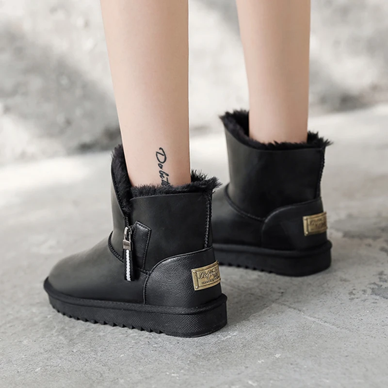 Повседневные зимние ботинки женская зимняя обувь с плюшевой подкладкой женские