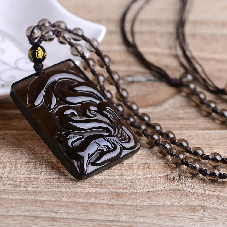 Подвеска с натуральным льдом обсидиана девятью хвостами лисы ожерелье