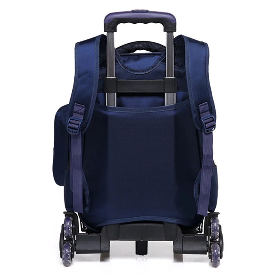 Дети мальчики съемный тележка рюкзак колесных сумки 6 колеса школьный Backkpack для
