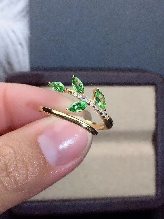 KJJEAXCMY fine jewelry 925 sterling silver inlaid natural Tsavorite new Female ring classic Support Detection | Украшения и