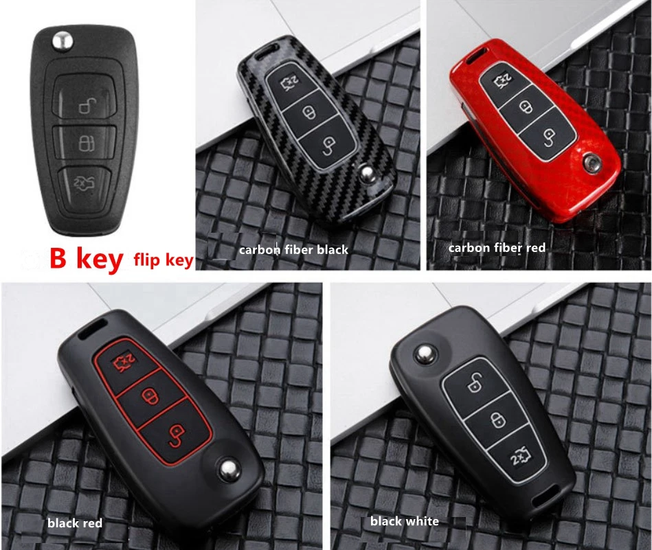 Чехол для ключа из углеродного волокна Ford Focus 2 3 Ecosport Kuga Escape Fiesta C-Max S-Max Ranger Everest